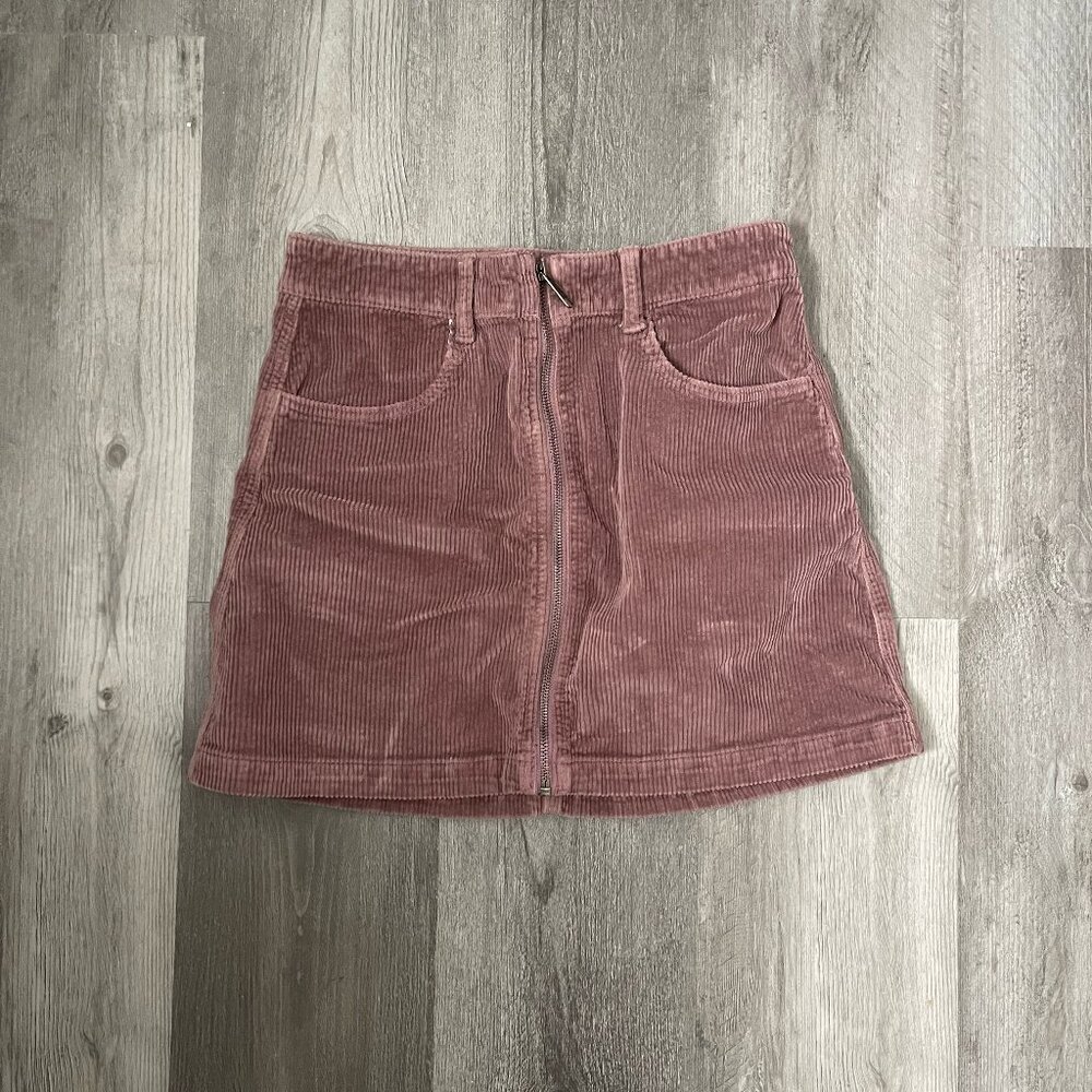 American Eagle Zip-Up Corduroy Mini Skirt